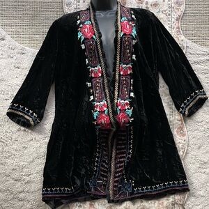 Johnny Was Black Embroidered Jacket
